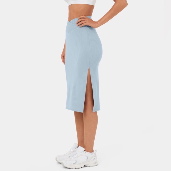 HALARA Skirts Halara Ribbed Knit High Waisted Crossover Side Split